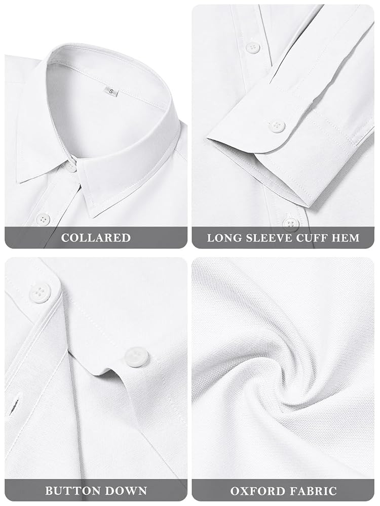Womens Button Down Shirts Cotton Dress Shirts Oxford Shirts Long Sleeve Work Blouses Collared Top... | Amazon (US)