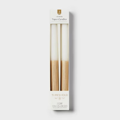 2pk Ribbed Taper Candle Set Metallic - Threshold™ | Target