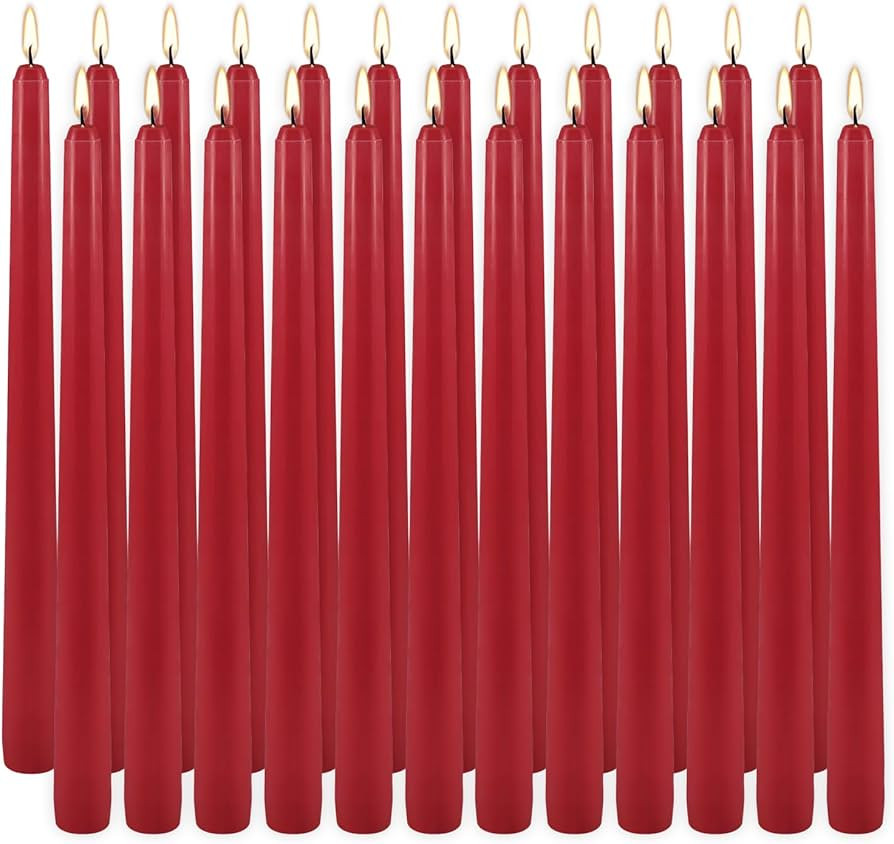 24Pack Red Taper Candles-10 Inch Dripless, Unscented Dinner Candle- Smokeless and Dripless, Long ... | Amazon (US)