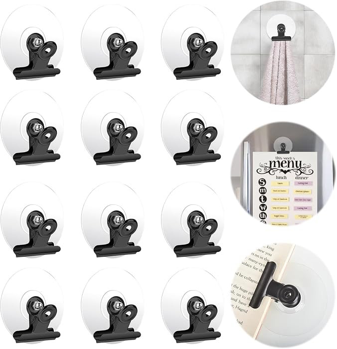 Self Adhesive Metal Clips, 12 Pcs Upgrade Strong self-Adhesive Clips for Hanging and Organization... | Amazon (US)