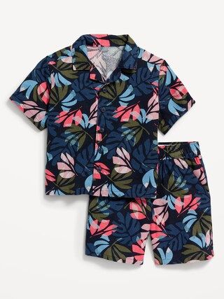 Printed Linen-Blend Shirt & Shorts Set for Toddler Boys | Old Navy (US)