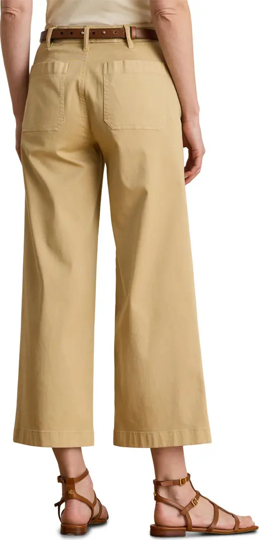 Lauren Ralph Lauren Cotton Stretch Twill Wide Leg Crop Pants | Nordstrom | Nordstrom