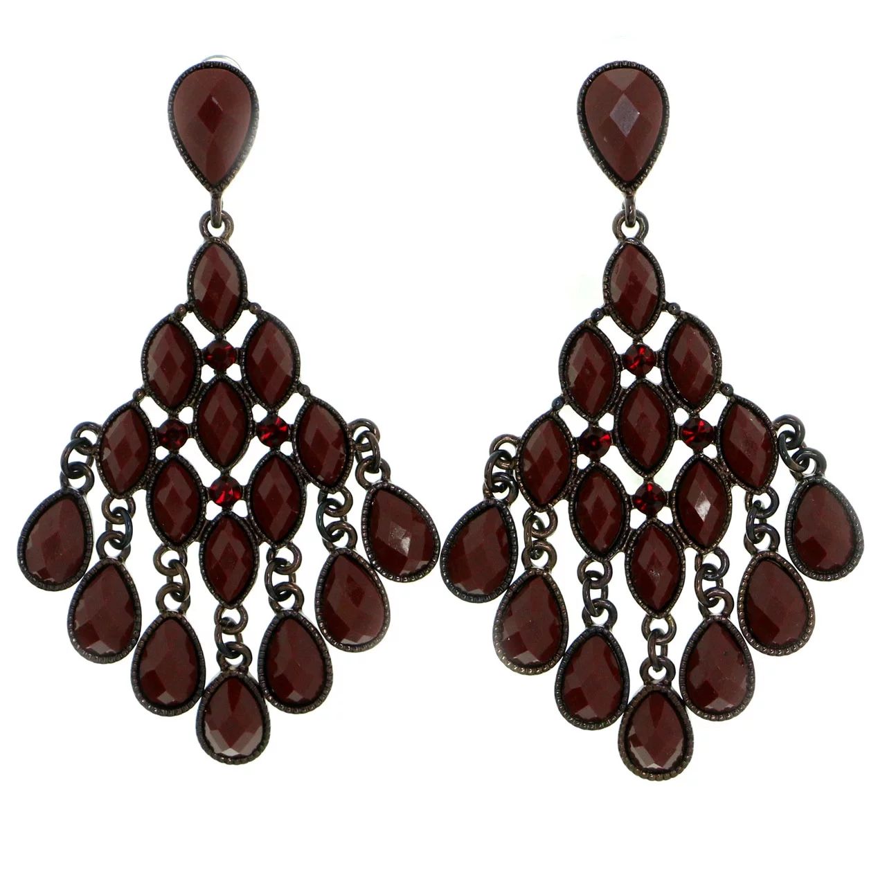 Drop Dangle Earrings With Burgundy Faceted Accents Bronze-Tone - Walmart.com | Walmart (US)