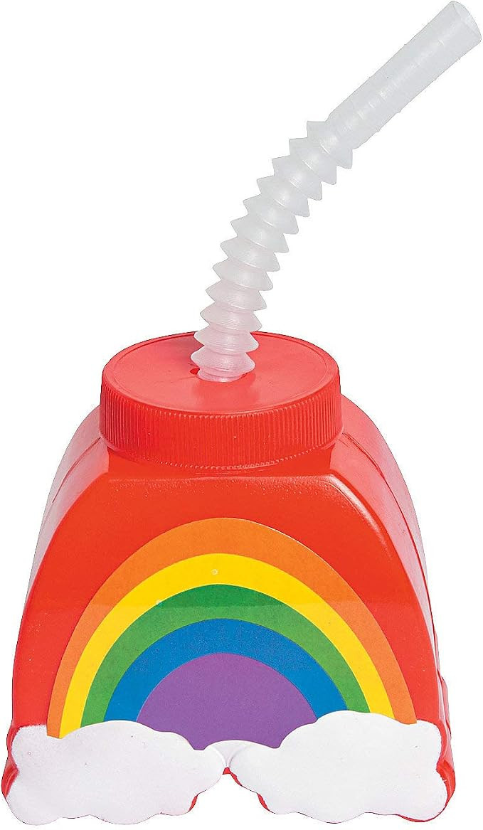 Fun Express 12 Pieces Rainbow Shaped Cups with Lids and Straws, Holds 14 oz, BPA Free Plastic, Bi... | Amazon (US)
