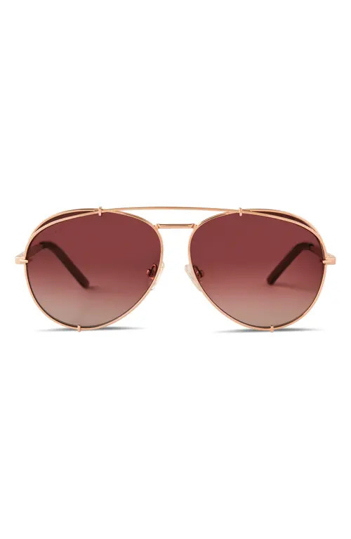 DIFF Koko 63mm Gradient Oversize Aviator Sunglasses in Rose Gold /Wine at Nordstrom | Nordstrom