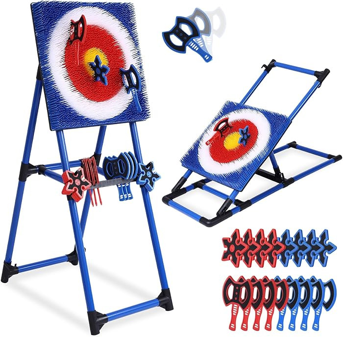 Axe Throwing Game for Backyard - 8 Throwing Axes Set - Deluxe Foldable Plastic Axe Throwing Targe... | Amazon (US)