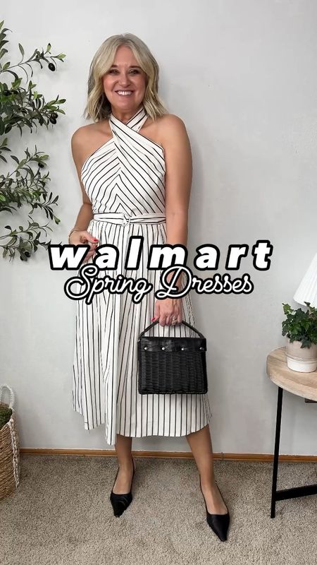 Walmart Spring dresses! 
Stripe size medium
Black size small ( should have done a medium! 
Denim dress size medium (runs oversized) 

#LTKSeasonal #LTKover40 #LTKstyletip