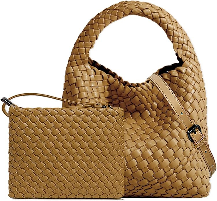Small Woven Bags for Women Cute Hobo Tote Woven Handbag Mini Clutch Purse vegan leather Crossbody... | Amazon (US)