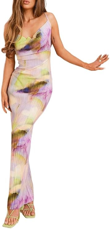 Plisse Strapless Maxi Dress Sexy Off Shoulder Pleated Bandeau Tube Dresses Open Back Beach Dress | Amazon (US)
