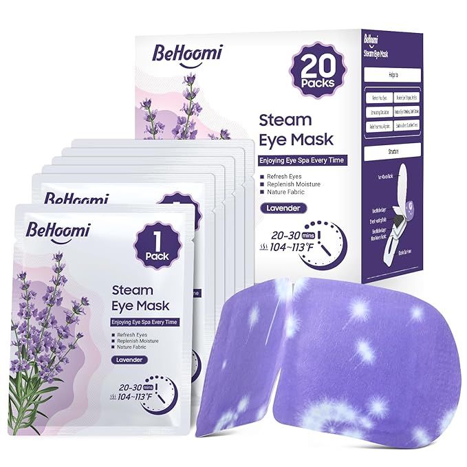 BeHoomi 20 Packs Steam Eye Mask, Lavender Heated Eye Mask Disposable Warm Compress for Eyes, Self... | Amazon (US)