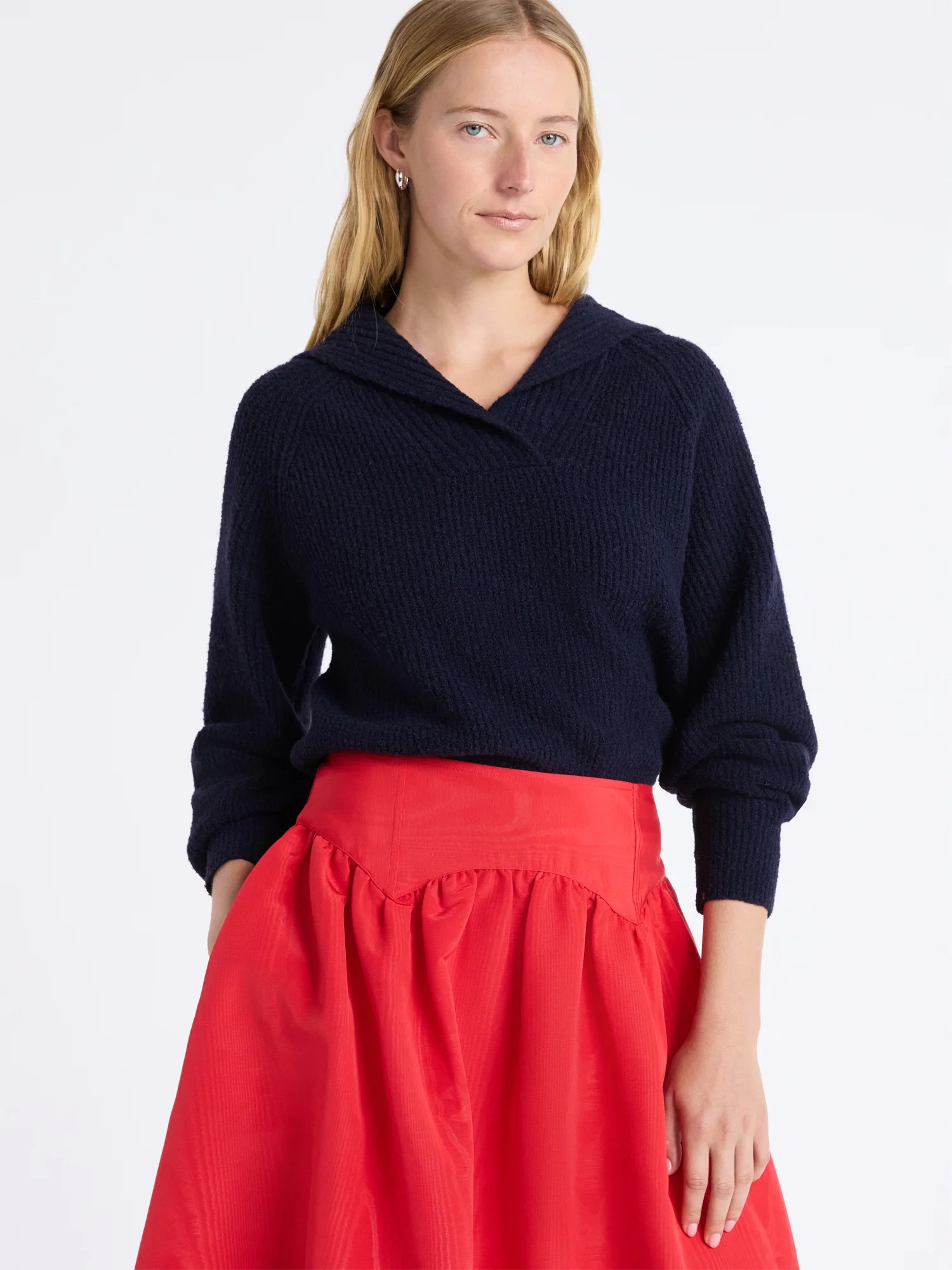 Free Assembly Women's V-Collar Sweater with Long Sleeves, Midweight, Sizes, XS-XXL | Walmart (US)