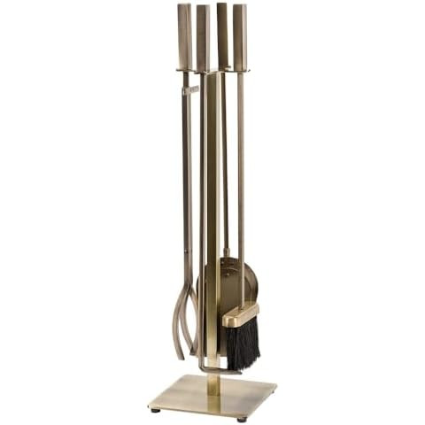 Modern Ember Harper Fireplace Tool Set in Aged Brass - Includes Brush, Shovel, Fire Poker, and St... | Amazon (US)