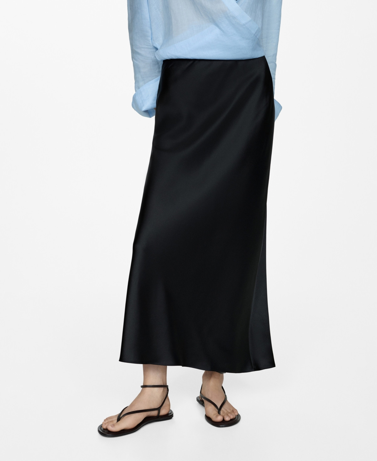 Mango Women's Midi Satin Skirt - Black | Macy's