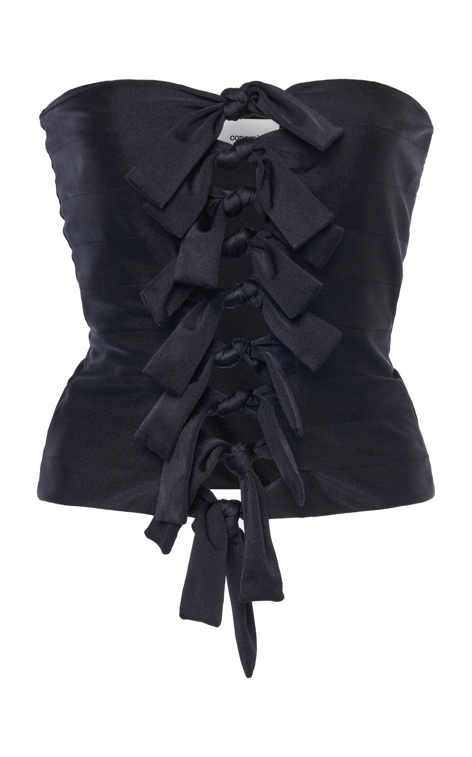 Bow-Detailed Stretch-Satin Corset Top | Moda Operandi (Global)
