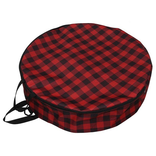 Holiday Time 24-inch Wreath Storage Bag - Red/Black Buffalo Check - Walmart.com | Walmart (US)