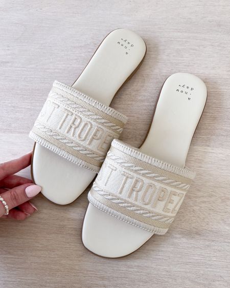Just got these cute sandals! They’re so comfortable and cute for summer 🤍 

Target, a new day, shoes, st tropez sandals, designer look, casual slide sandals, Memorial Day, fancythingsblog 

#LTKFindsUnder100 #LTKShoeCrush #LTKFindsUnder50