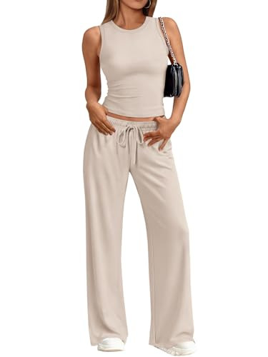 Trendy Queen Women's 2 Piece Summer Lounge Sets Butter Soft Tank Top & High Waisted Wide Leg Pant... | Amazon (US)