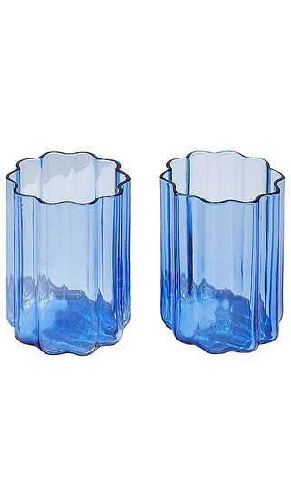 Wave Glasses Set of 2 in Blue | Revolve Clothing (Global)