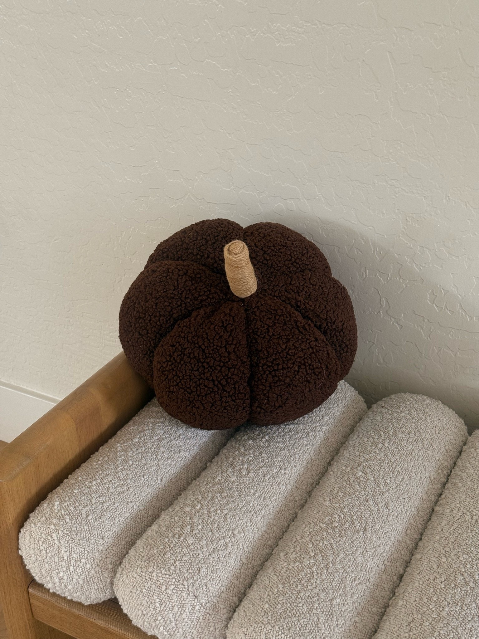 Cutest boucle pumpkin from Walmart!! My bench is from Amazon 

Home decor 
Fall decor

#LTKSeasonal #LTKHome