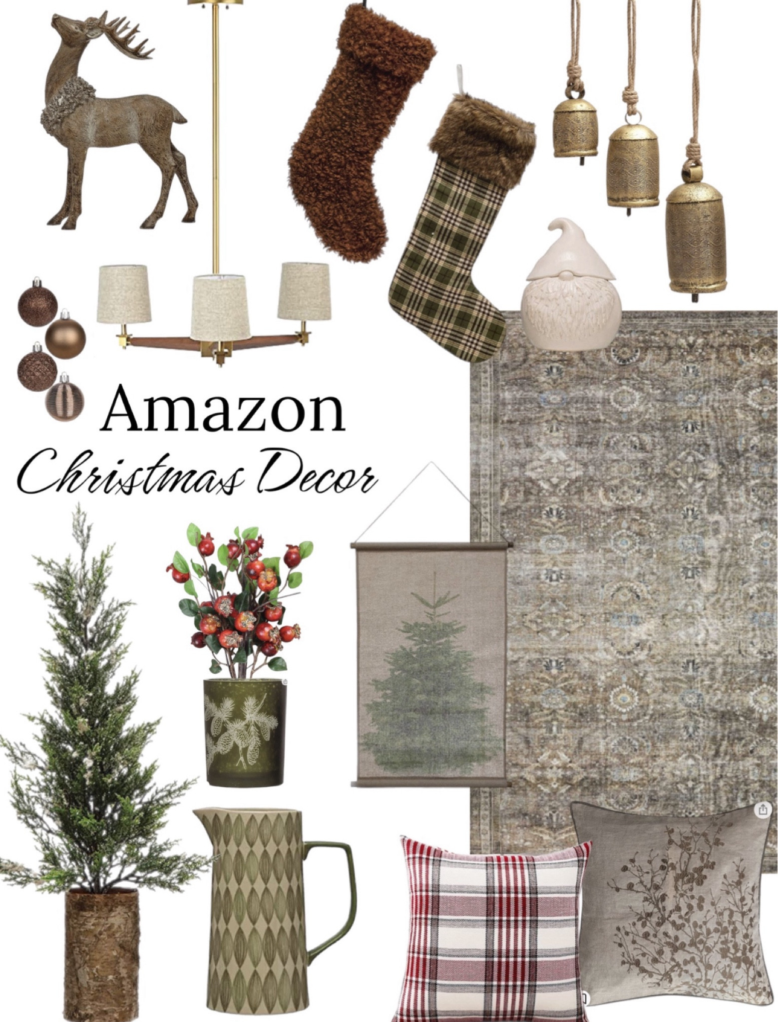 Earthy and moody cottage style Christmas Amazon Decor