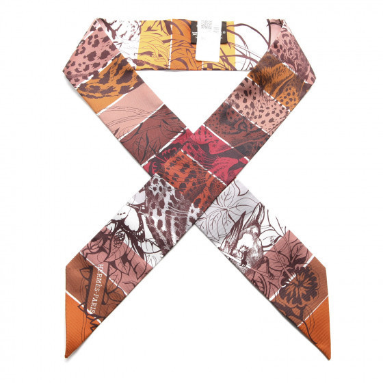 HERMES Silk Jungle Love Rainbow Twilly Brun Brique Fauve | Fashionphile