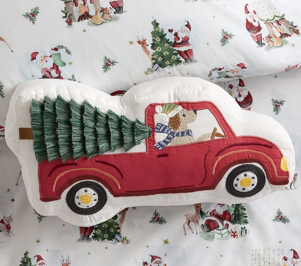 Christmas Tree Truck Pillow | Pottery Barn Kids