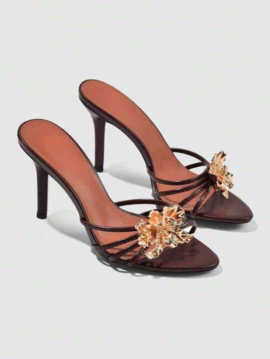 Silk Floral Applique Sandals For Women, Sophisticated And Versatile Summer Footwear, New Collecti... | SHEIN