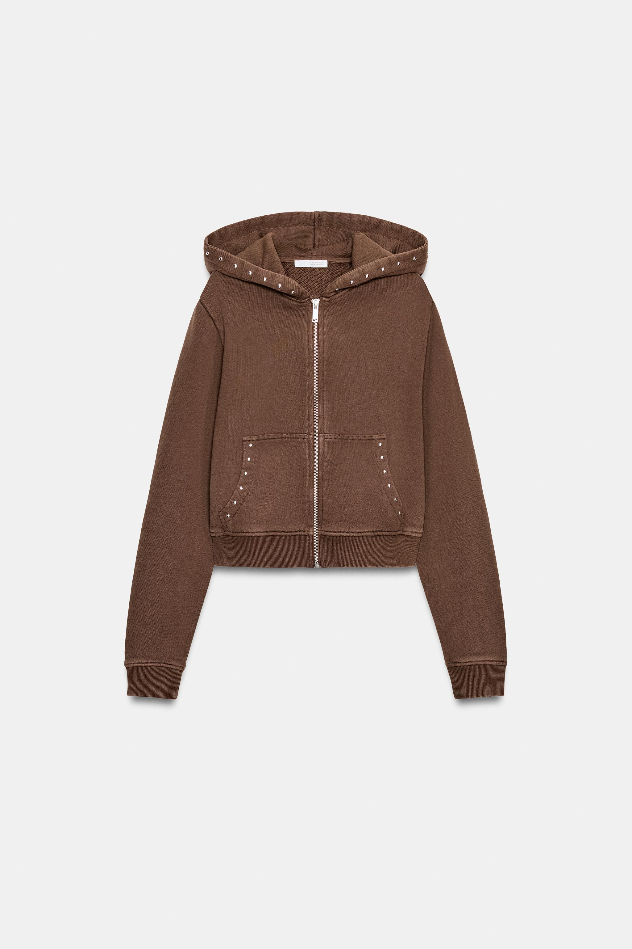 STUDDED HOODIE SWEATSHIRT | Zara US