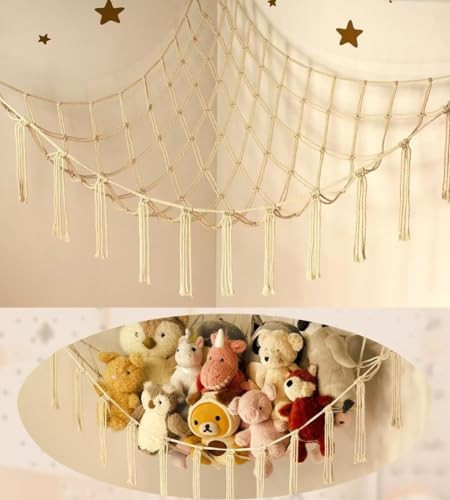 Stuffed Animal Storage Hammock or Net Corner - Large Toy Hammock Net for Stuffed Animals Room Dec... | Amazon (US)