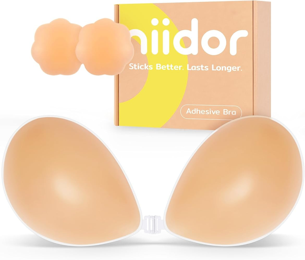 Niidor Adhesive Bra Strapless Ultra Sticky Invisible Push up Silicone Bra Multiple Colors Sizes R... | Amazon (US)
