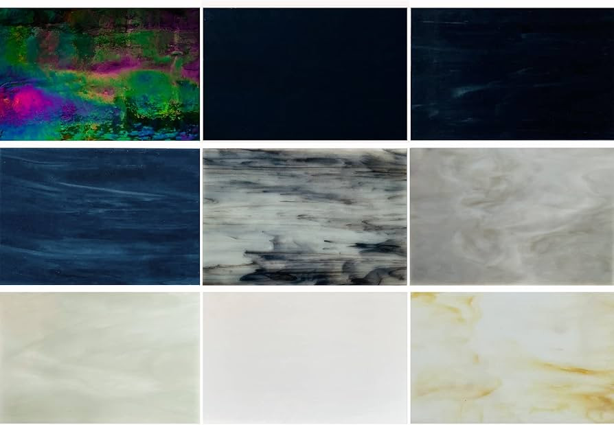 PALJOLLY 9 Sheets Stained Glass Sheet, 4 x 6 inch Stained Glass Supplies Glass Pieces Mosaic Tile... | Amazon (US)