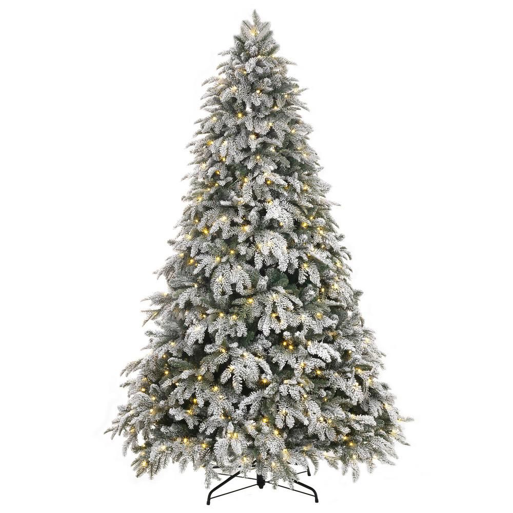Home Accents Holiday 7.5 ft. Pre-Lit LED Flocked Mixed Pine Artificial Christmas Tree with 500 Wa... | The Home Depot