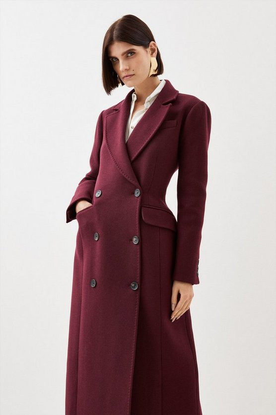 Italian Wool Blend Fitted Single Breasted Coat | Karen Millen UK + IE + DE + NL