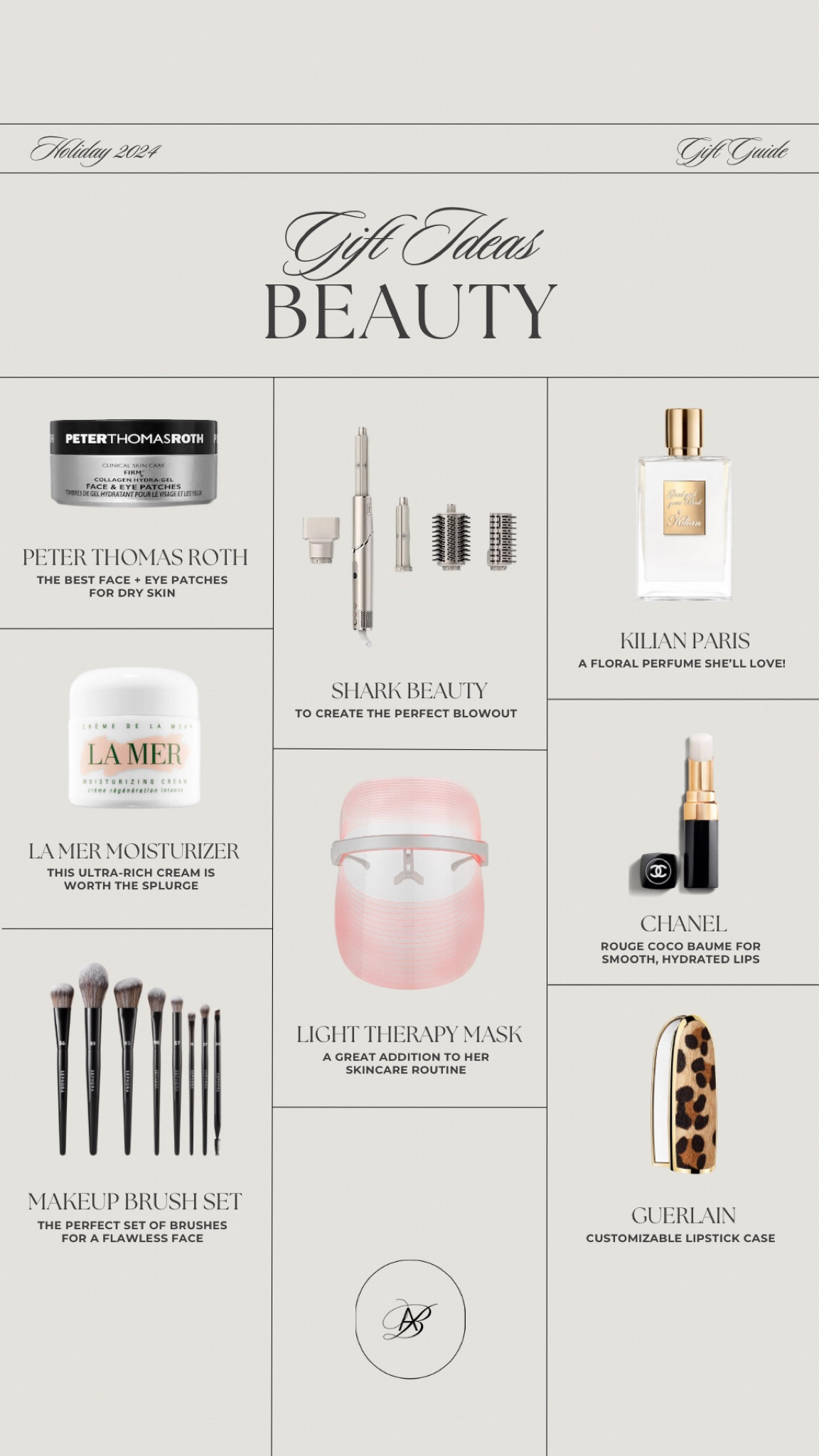 Gift ideas for the beauty lover! Some of my favorite beauty and skincare products! ✨ 

holiday gift guide, 2024 holiday gifts, holiday gift idea, gift guides, beauty gifts, beauty gift ideas, gifts for her, shark beauty, kilian Paris, makeup brushes, Peter Thomas Roth eye patches, Chanel, la mer moisturizer, light therapy mask, guerlain lipstick case

#LTKCyberWeek #LTKGiftGuide #LTKHoliday