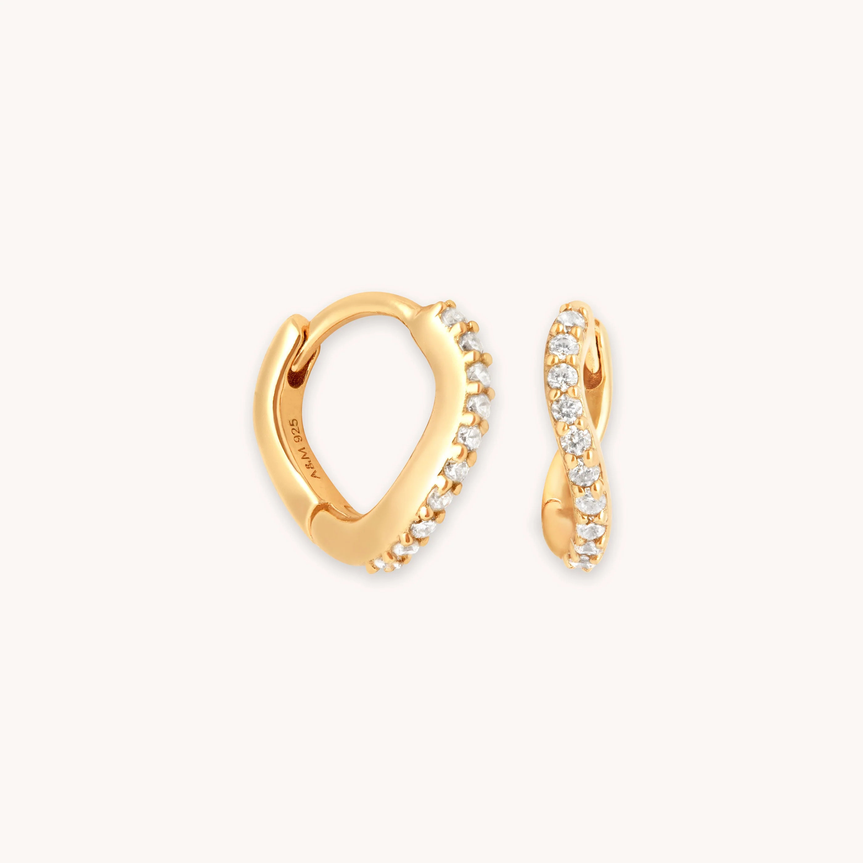 Wave Crystal Gold Huggies | Astrid & Miyu Earrings | Astrid and Miyu