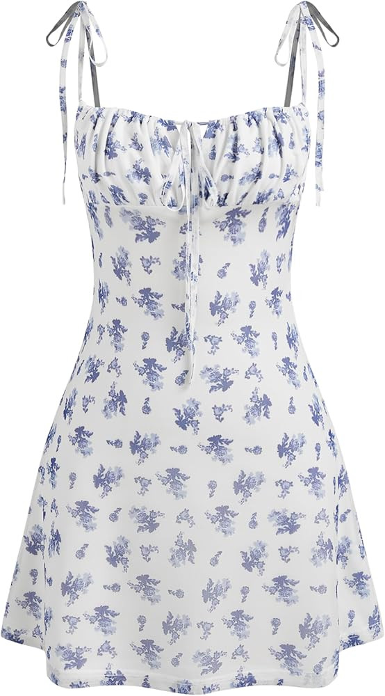 CIDER Floral Dress for Women Summer Mini Dress Sundresses Sleeveless Scoop Neck Sun Dresses A-Lin... | Amazon (US)