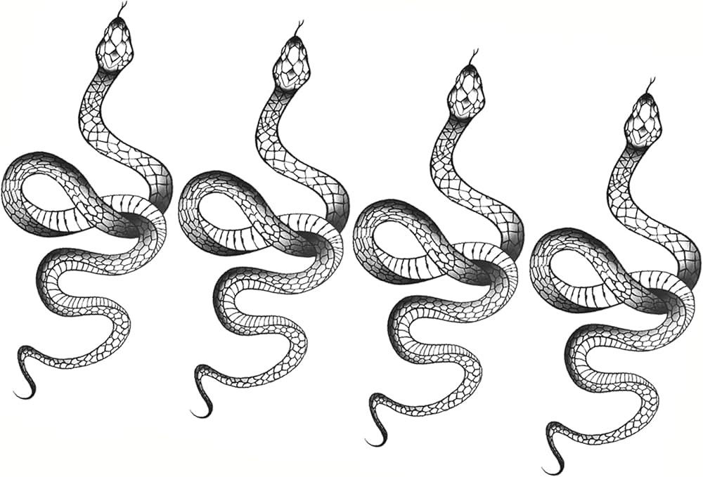 Fashion Realistic Big Size Black Snake Temporary Tattoo Stickers for Women Men Waterproof Fake Ta... | Amazon (US)