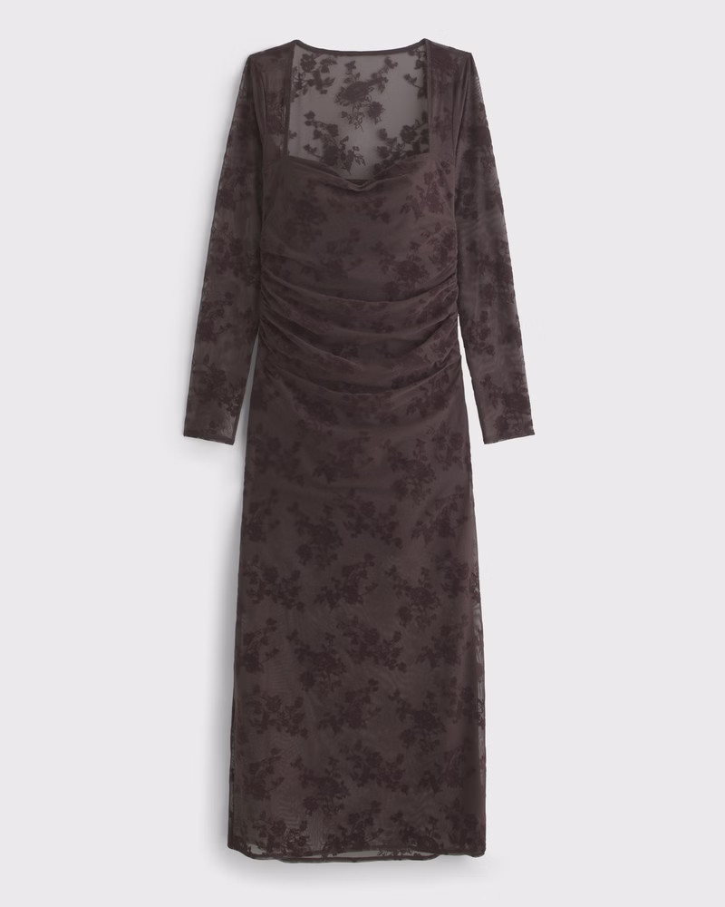 Women's Bra-Free Long-Sleeve Mesh Maxi Dress | Women's Dresses & Jumpsuits | Abercrombie.com | Abercrombie & Fitch (US)