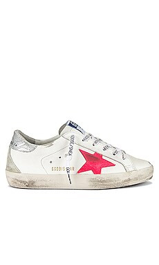 Golden Goose Superstar Sneaker in White, Lobster Fluorescent, Ice, & Silver from Revolve.com | Revolve Clothing (Global)