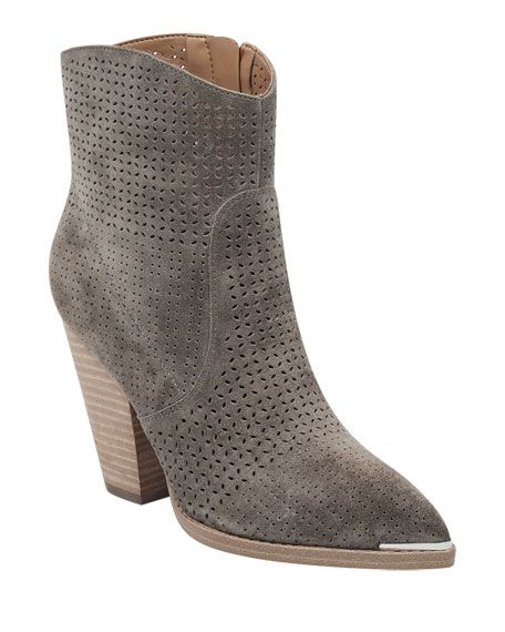 Marc Fisher LTD Daire Perforated Suede Boots | Neiman Marcus