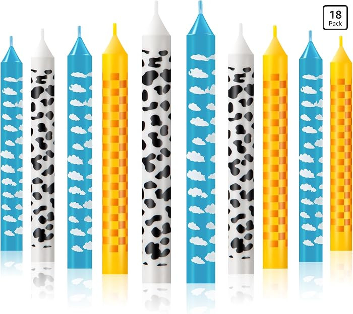 18 Pcs Game Birthday Candles Cartoon Cake Toppers Blue Sky White Cloud Cow Chess Grid Pillar Rock... | Amazon (US)