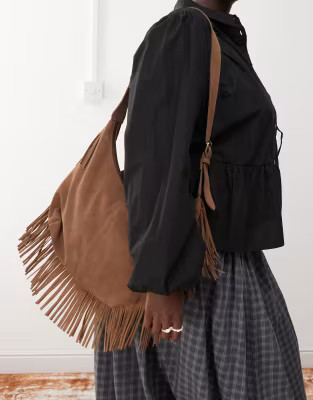 Barneys originals suede fringe bag in mocha | ASOS (Global)