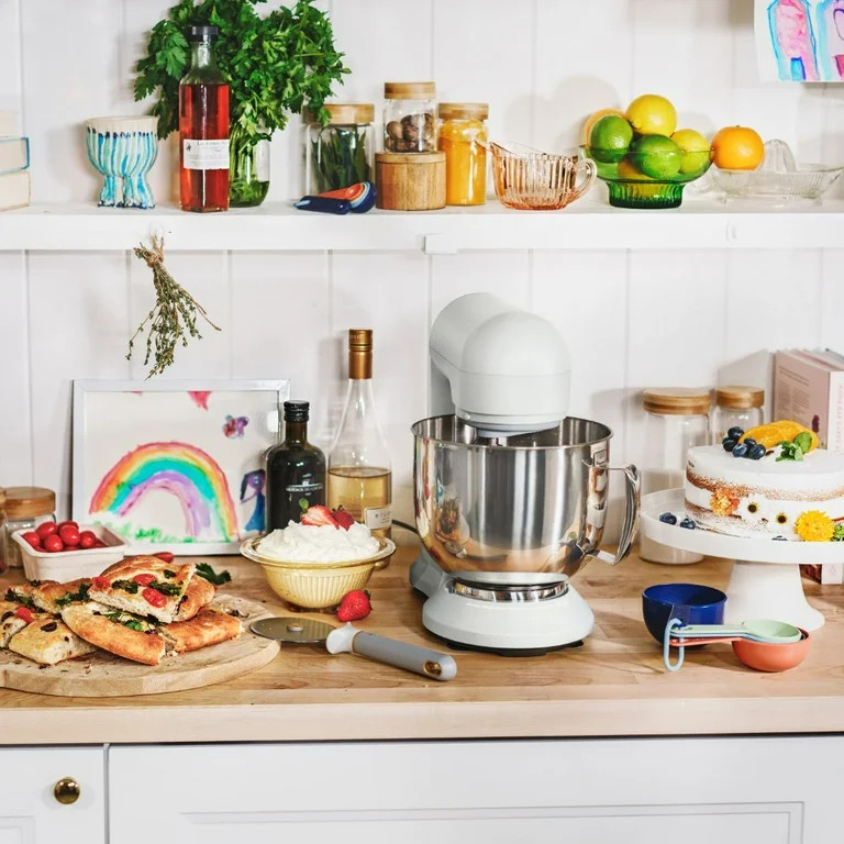 Beautiful 5.3 Qt Stand Mixer, White Icing with Flat Beater, Dough Hook, Balloon Whisk | Walmart (US)