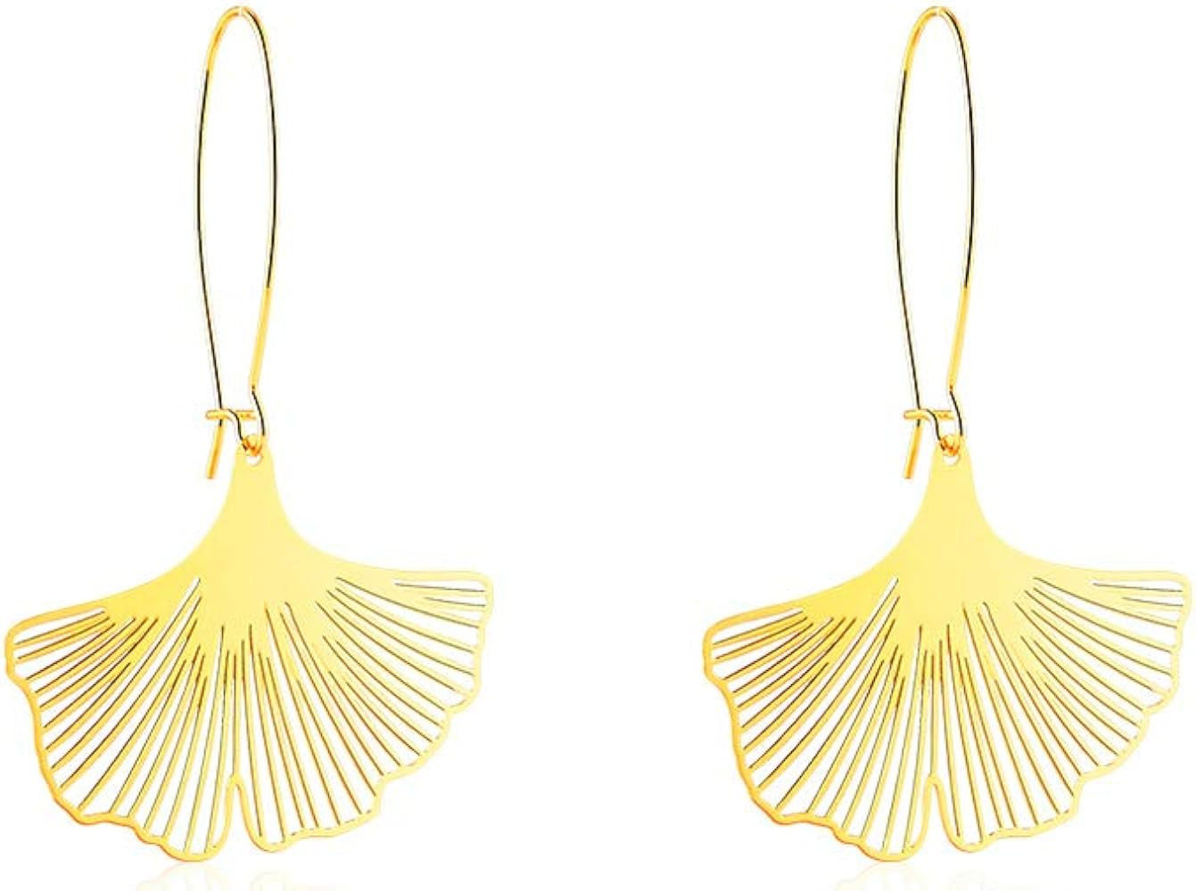 VU100 Ginkgo Leaf Earrings , Gold/Stainless Steel/Rose Gold Plated Big Fashion Design Boho Drop D... | Amazon (US)