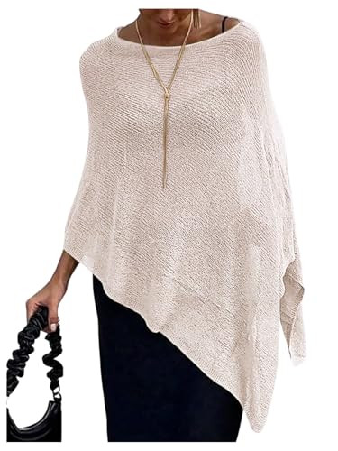 SHENHE Women's Sheer Poncho Shrug Top Lightweight Flowy Knit Sweater Poncho Pullover | Amazon (US)