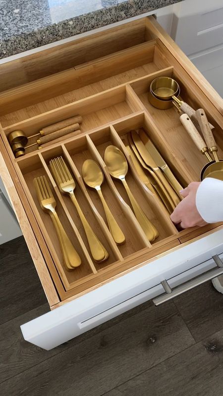 Kitchen refresh!

Gold utensils, gold cooking tools, gold silverware, gold flatware, wood drawer organizer, expandable wood organizer, aesthetic organization, asmr organization, satisfying organizing, kitchen makeover, kitchen revamp, kitchen organization ideas, aesthetic kitchen drawers

#LTKFind #LTKSeasonal #LTKhome
