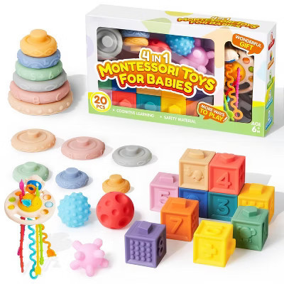 Joyin Toddler Toys 6-12 Months - 20PCS Montessori Toys for Toddlers  Baby Blocks  Pull Strings & Sensory Balls, Toddlers Baby Toys | Target