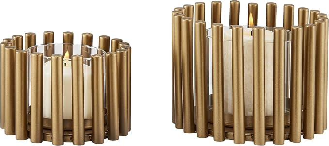 DANYA B Pela Pillar Ring in Warm Gold, Clear Midcentury Modern Votive Hurricane Candle Holders - ... | Amazon (US)