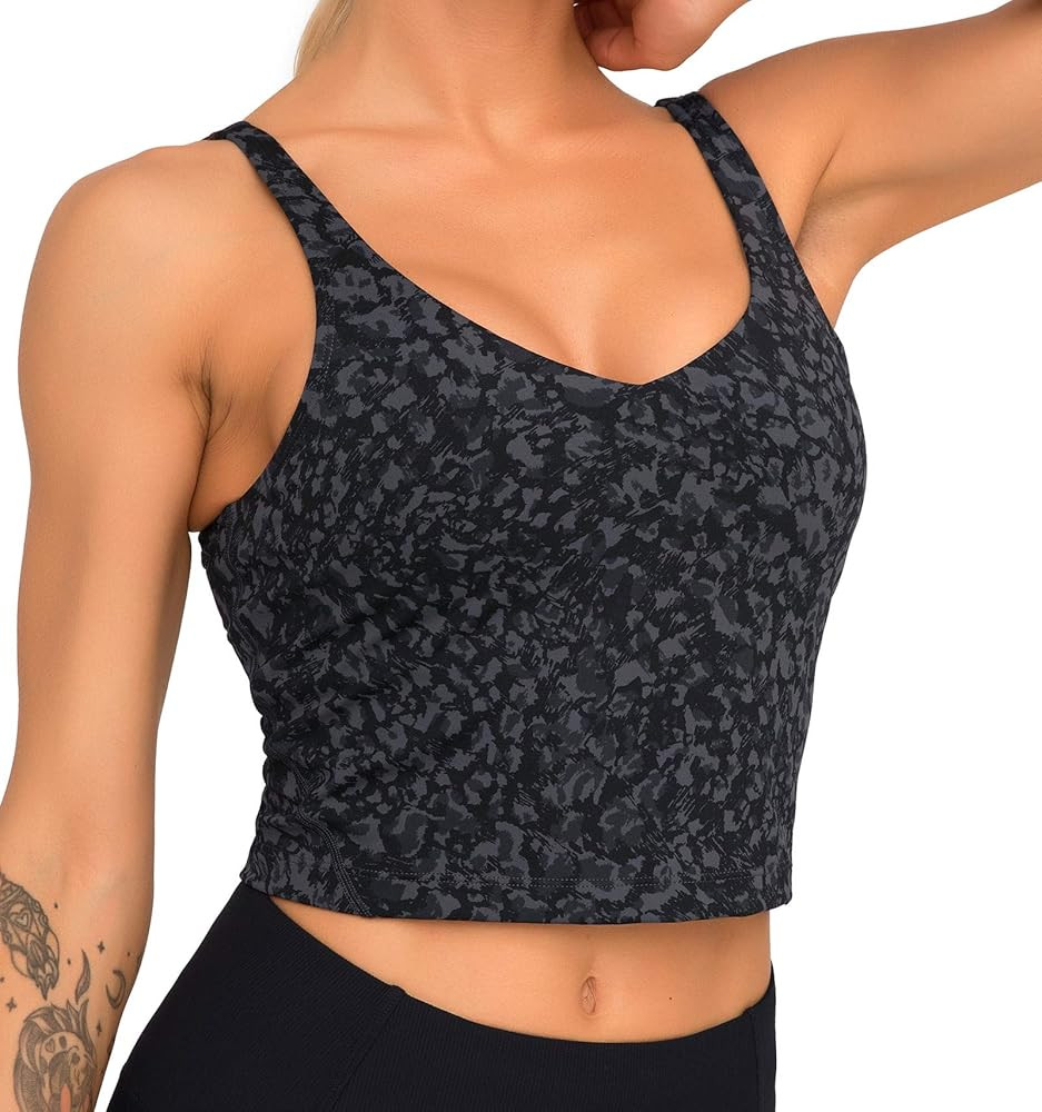 Sports Bra for Women Longline Padded Bra Yoga Crop Tank Tops Fitness Workout Running Top | Amazon (US)