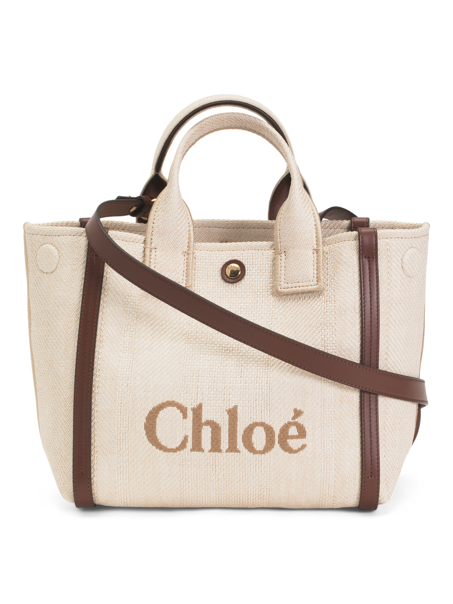 Made In Italy Leather Canvas And Raffia Small Carry On Tote With Strap | TJ Maxx